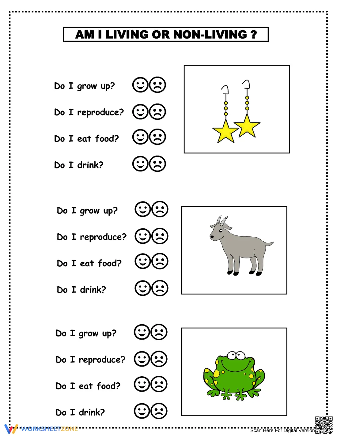 Essential Living and Non-Living Things Worksheet | Grade 1 - Page 1