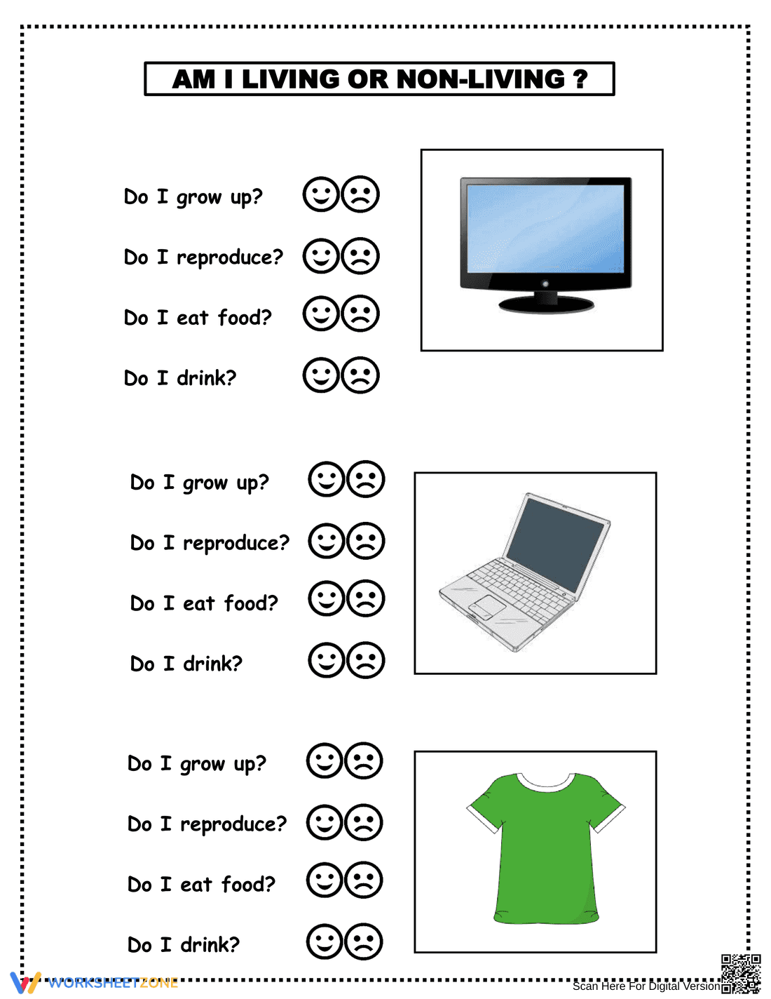 Am I Living Or Non-Living Activity Worksheet - Page 1