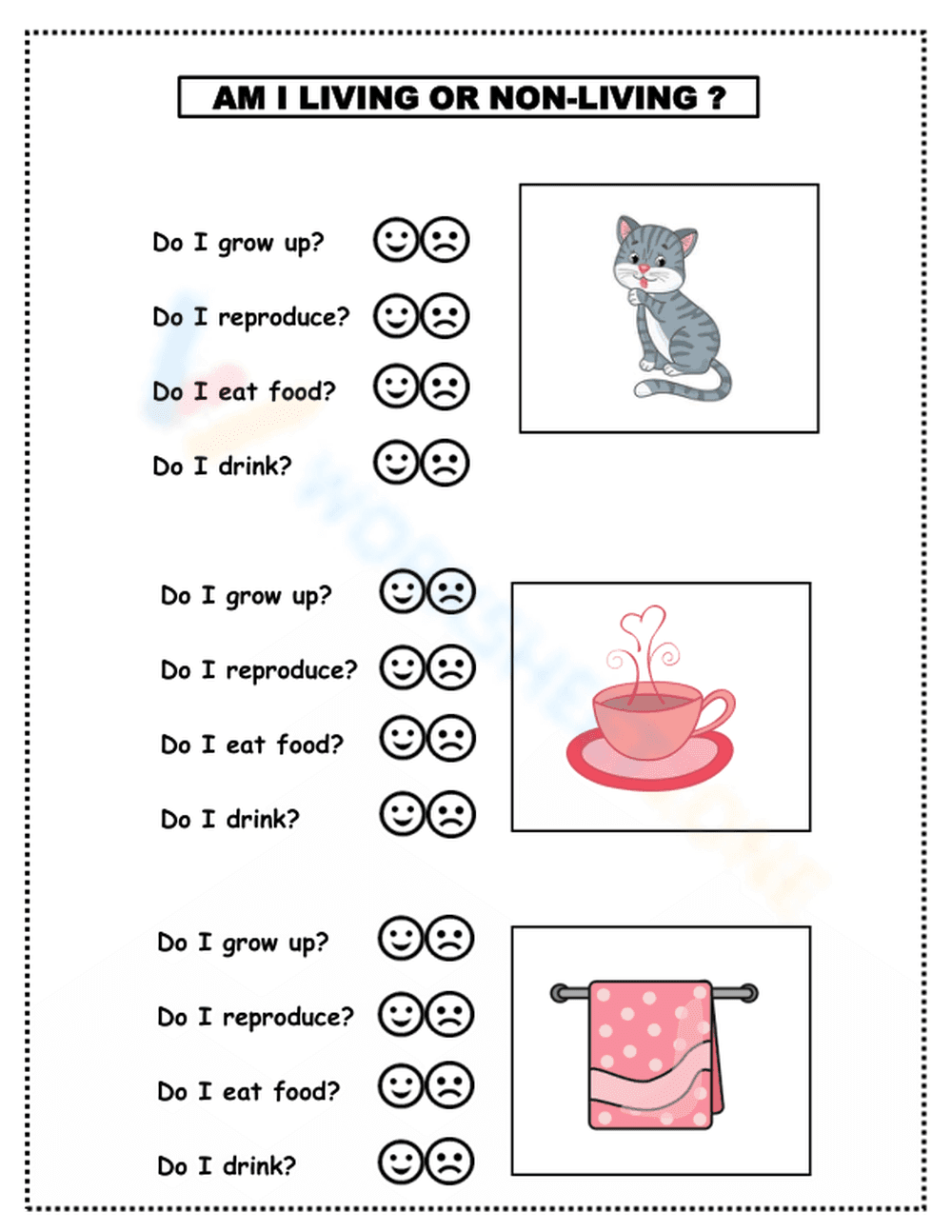 Essential Living and Non-Living Things Worksheet | Grade 1 - Page 1
