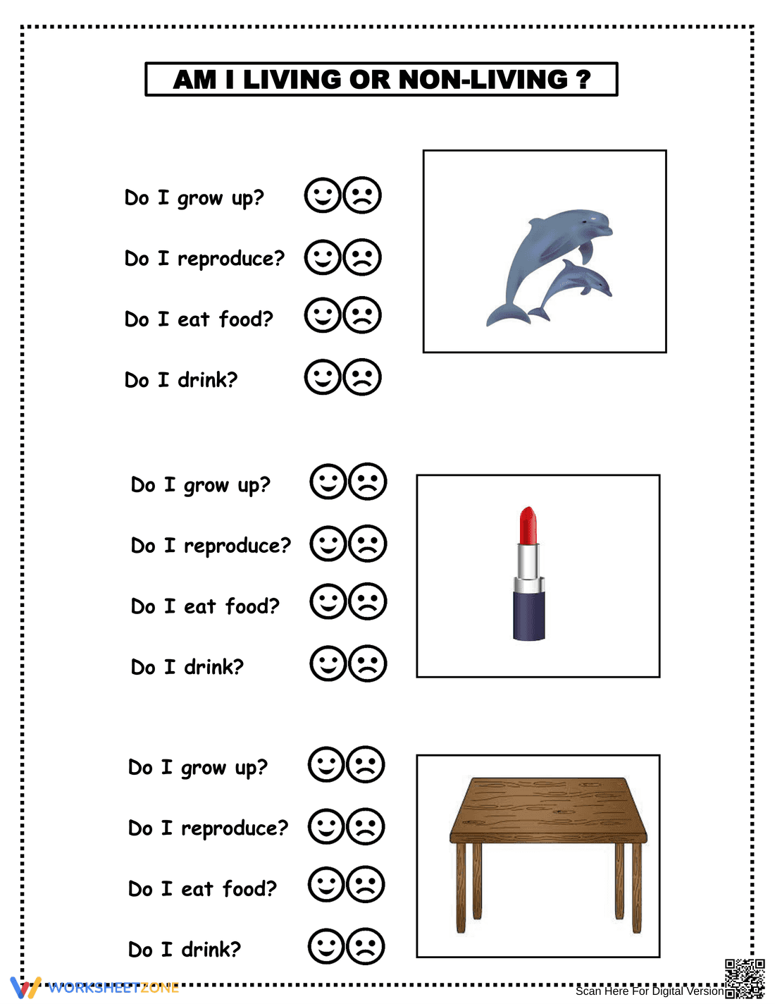 Essential Living and Non-living Things Worksheet | Grade K-1 - Page 1