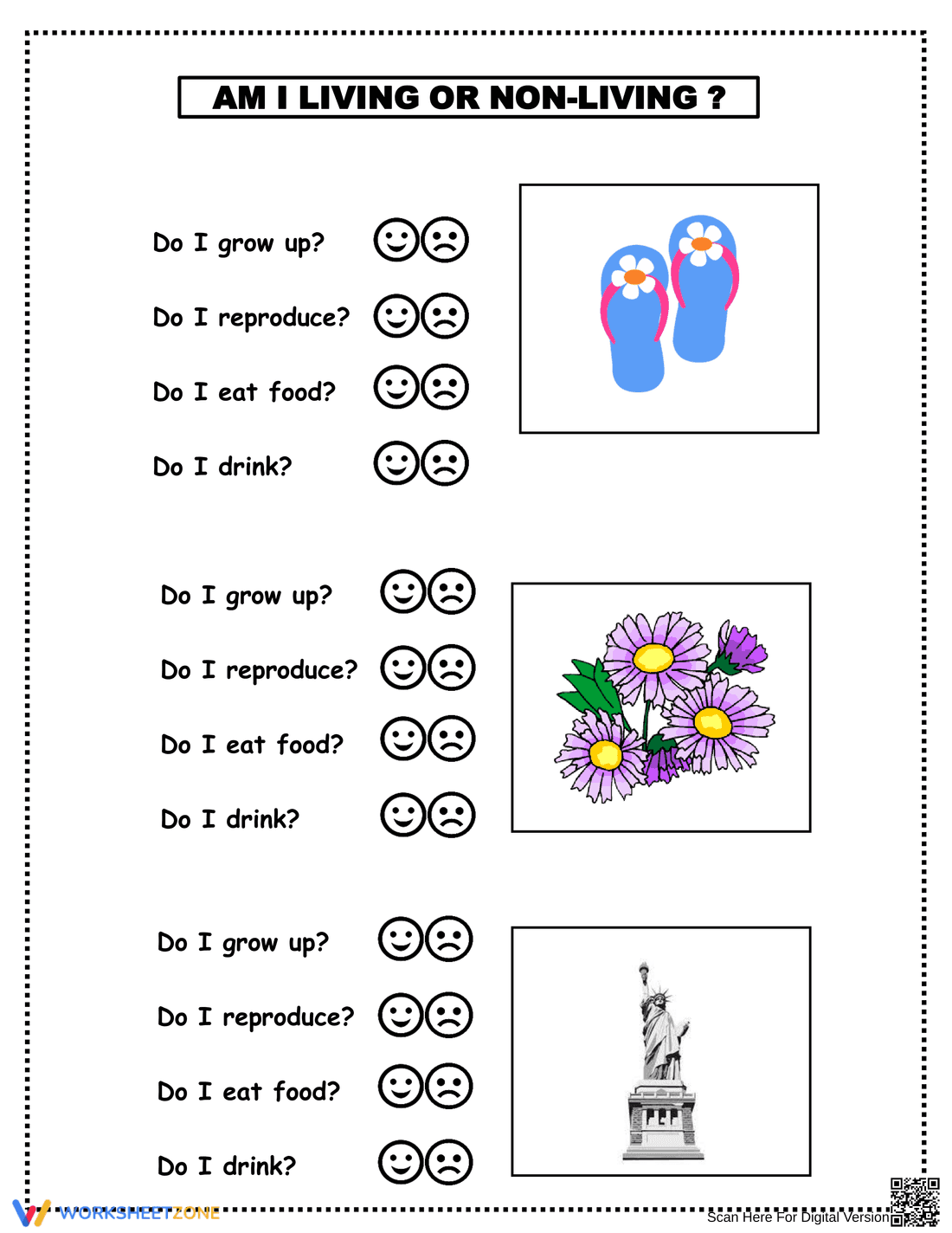 Printable Living and Non-Living Things Worksheet | Grade 1 - Page 1