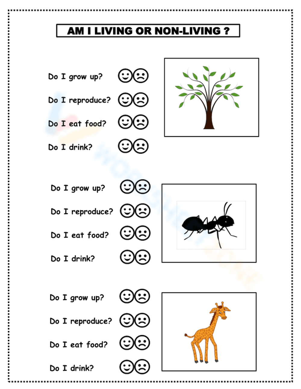 Grade 1 Science: Living vs. Non-Living — Printable Worksheet - Page 1