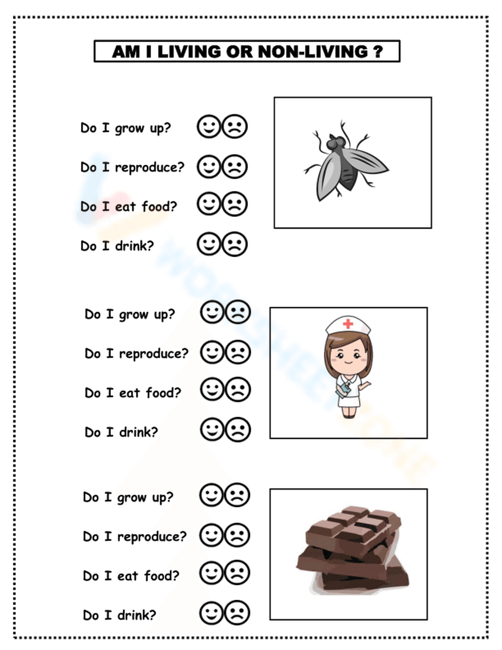 Printable Living vs Non-living Things Science Worksheet - Page 1