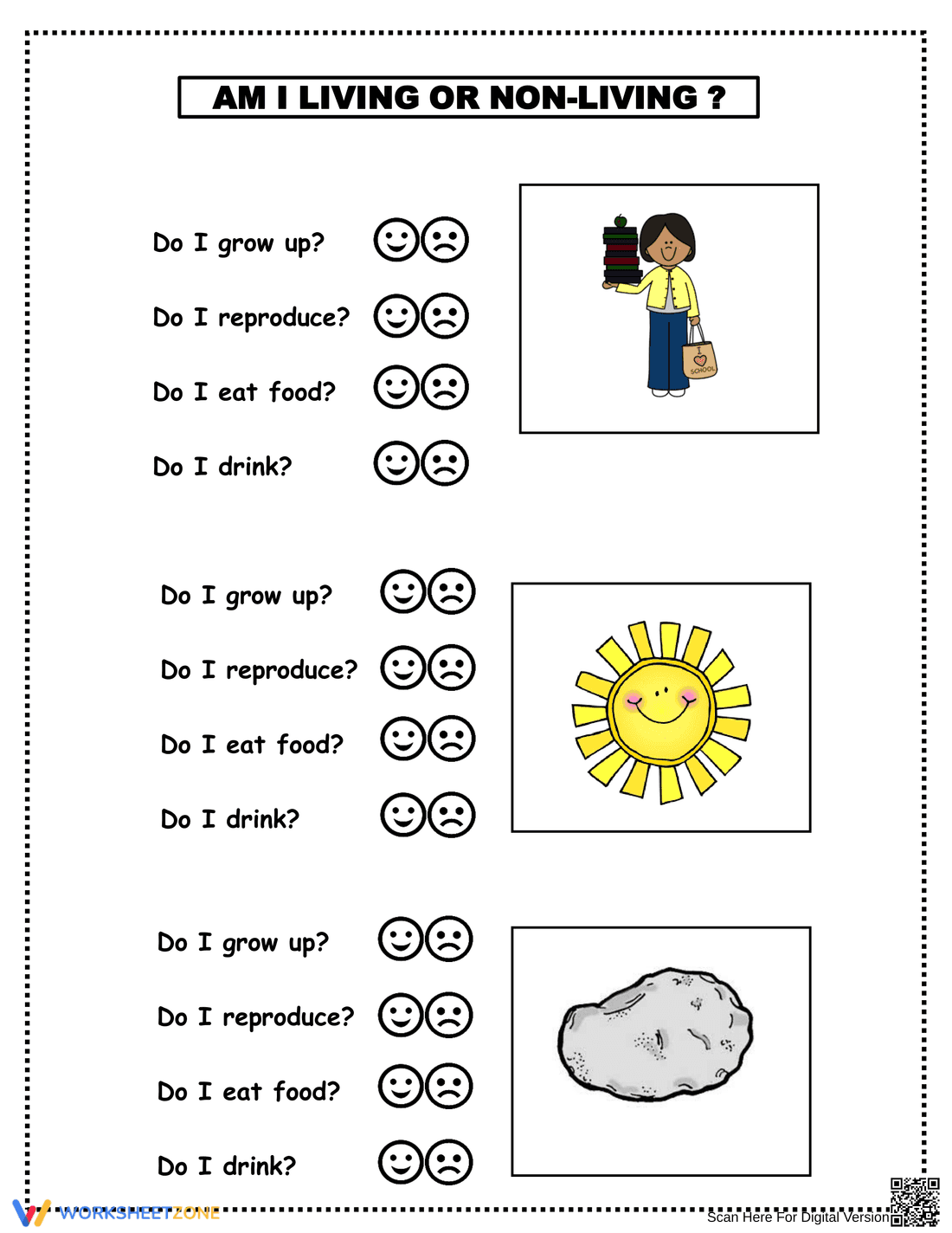 Living and Non-living Things Worksheet | Grade K-2 Essential - Page 1