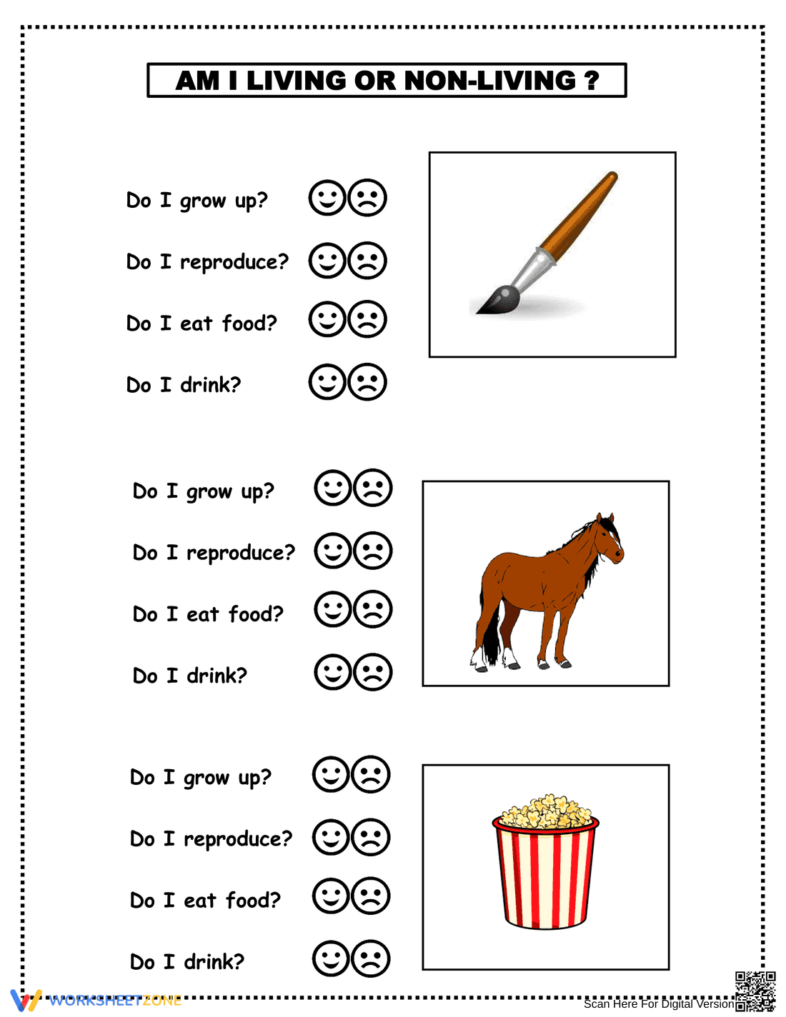 Grade K-2 Living and Non-living Things — Essential Worksheet - Page 1