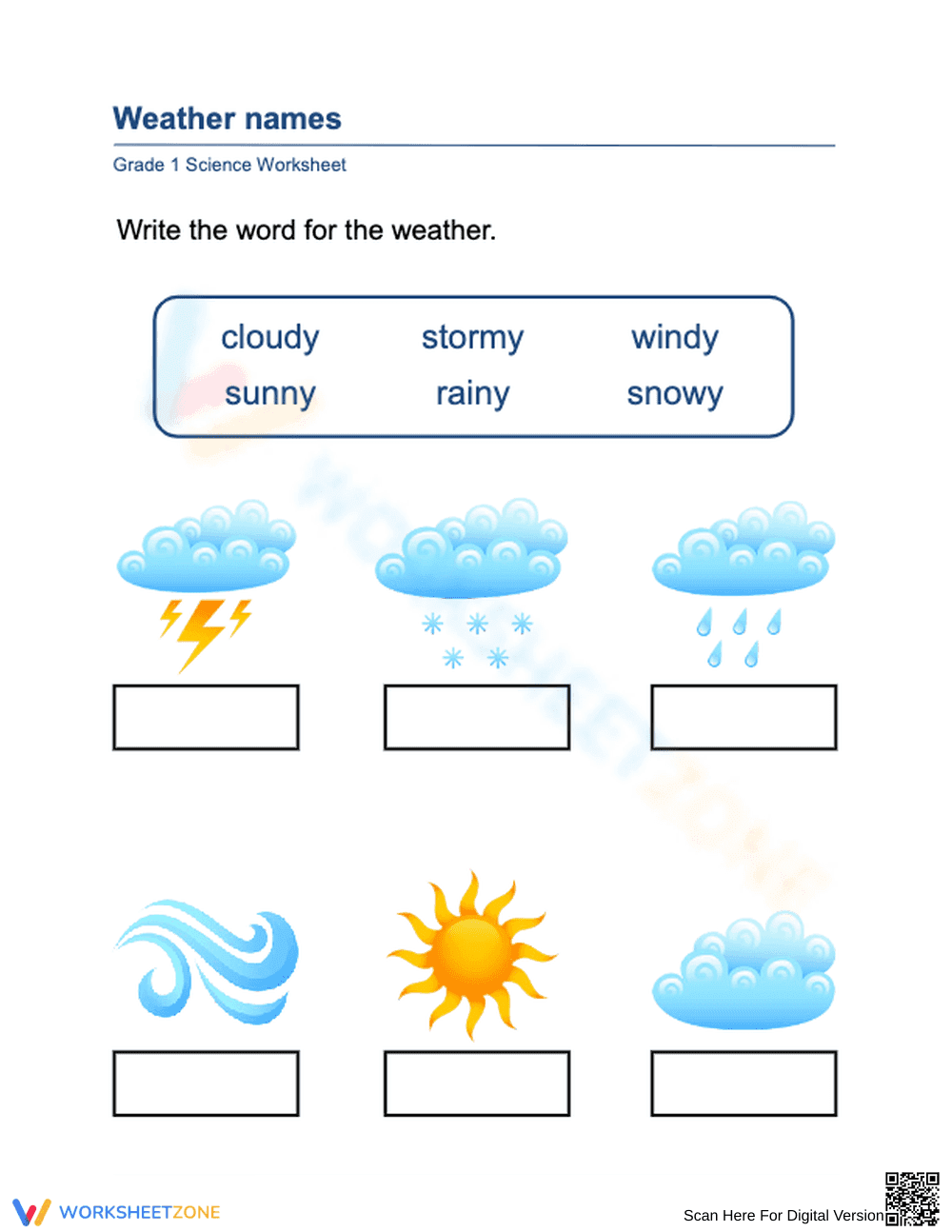Essential Grade 1 Weather Worksheet: Science Vocabulary - Page 1