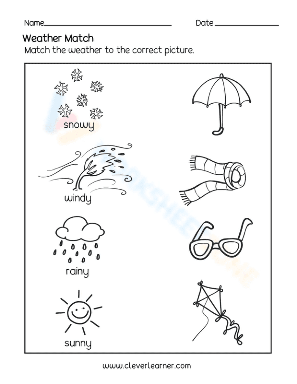 Match the objects with the correct weather - Page 1