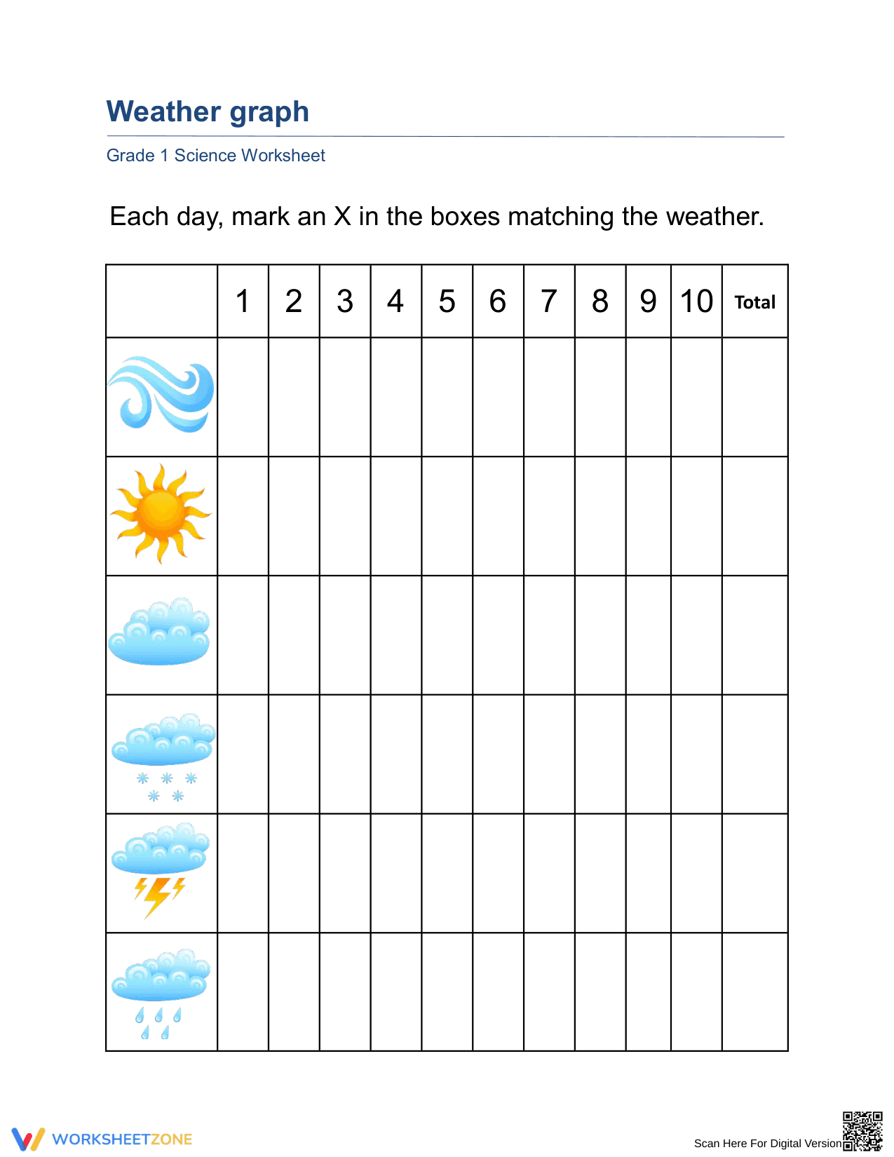 Printable Weather Graph Worksheet | Grade 1 Science - Page 1