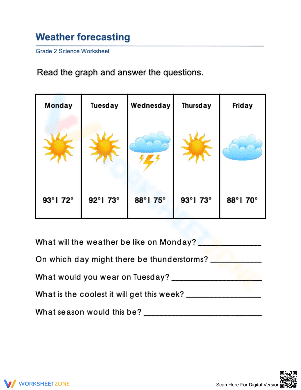 Essential Weather Forecasting Worksheet | Grade 2 Science - Page 1