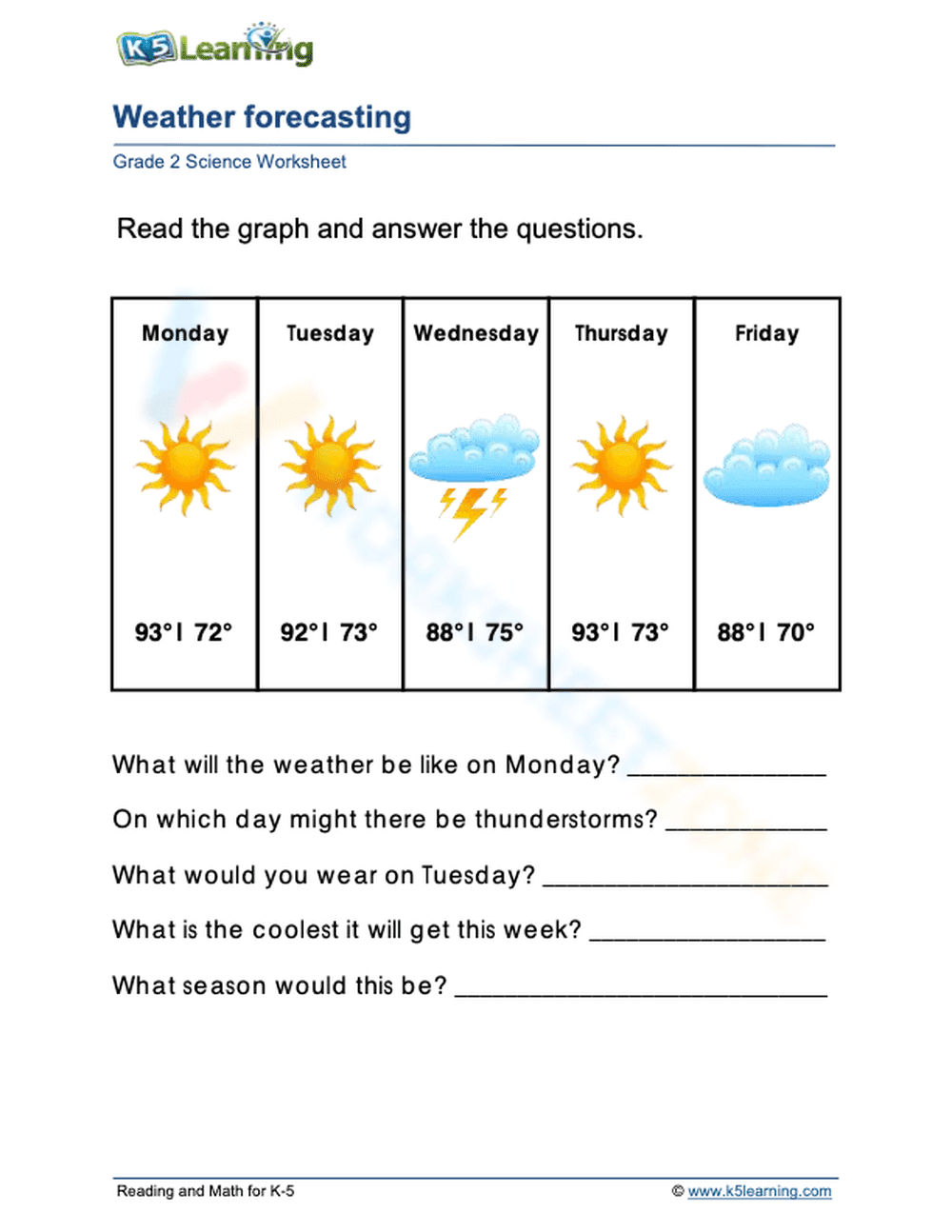 Essential Weather Forecasting Worksheet | Grade 2 Science - Page 1