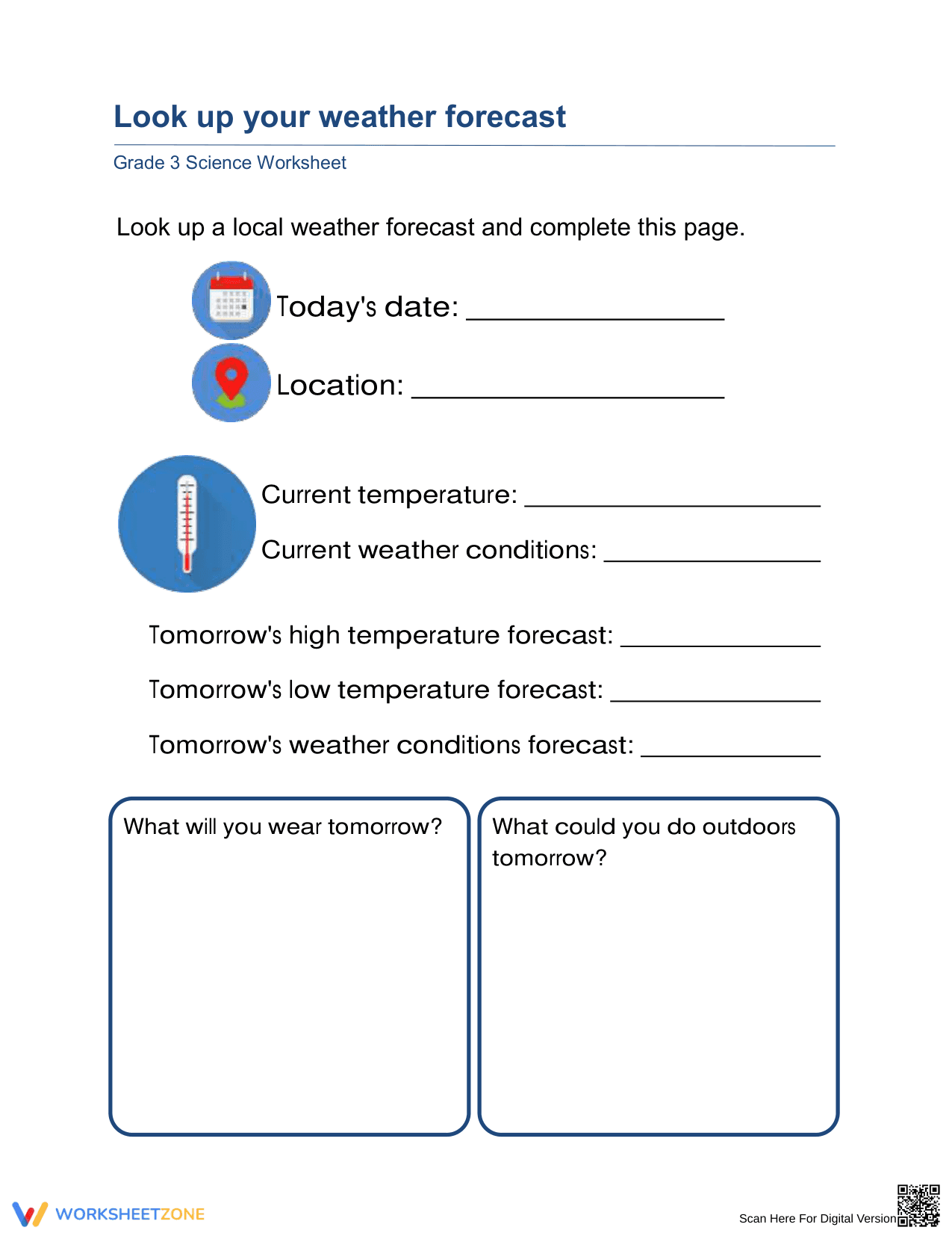 Grade 3 Weather Forecast Worksheet | Essential Science - Page 1