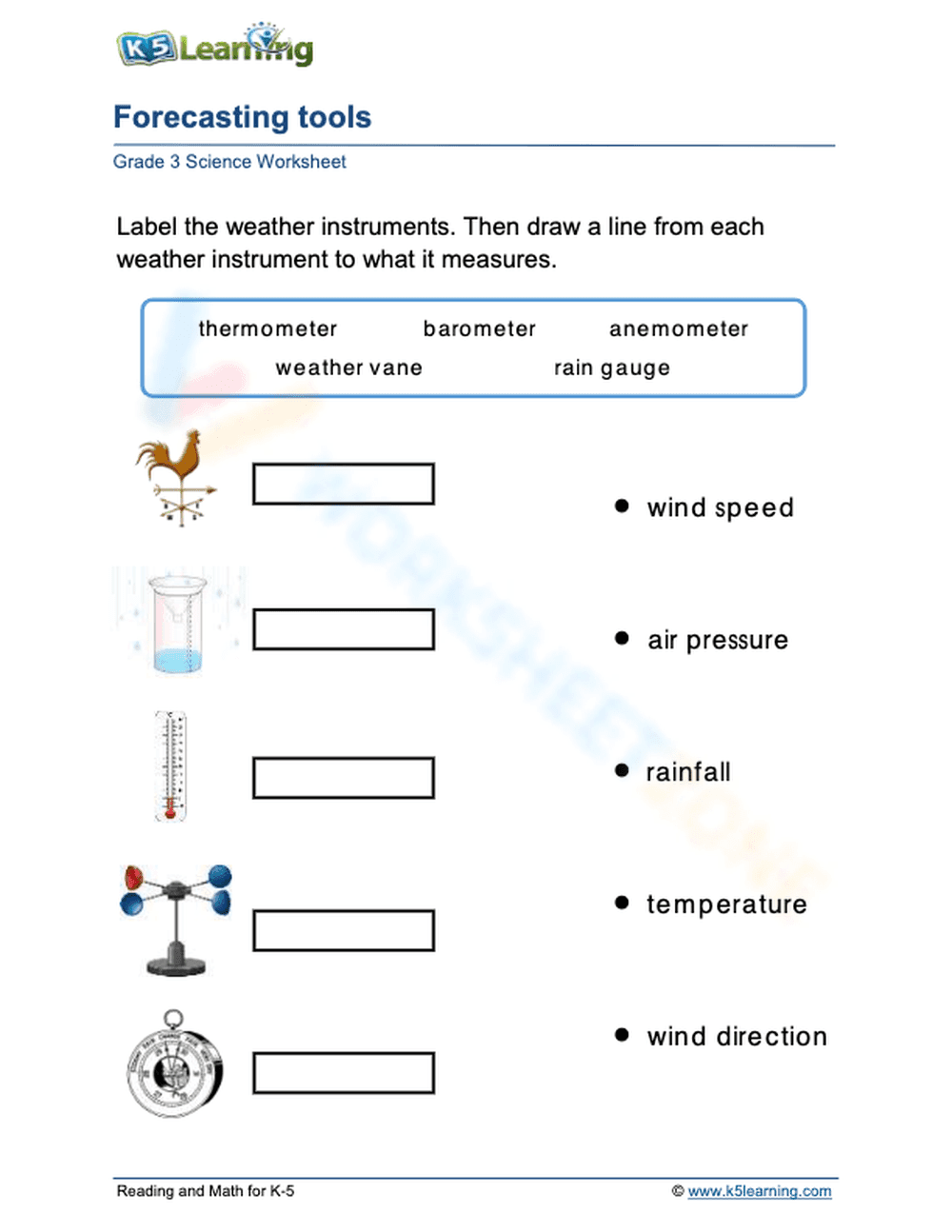 Grade 3: Match the tools with the correct names - Page 1