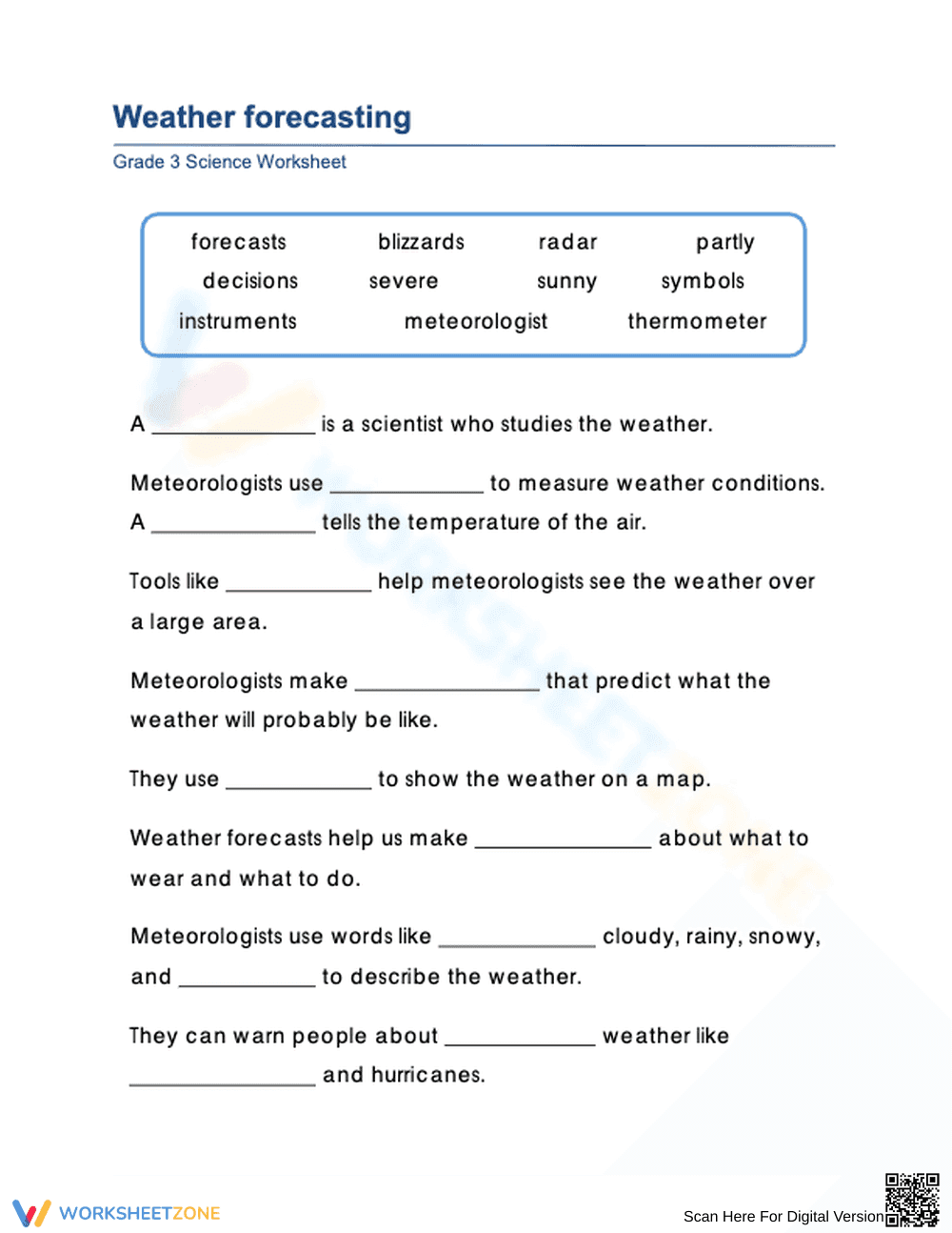 Essential Grade 2 Weather Forecasting Worksheet - Page 1