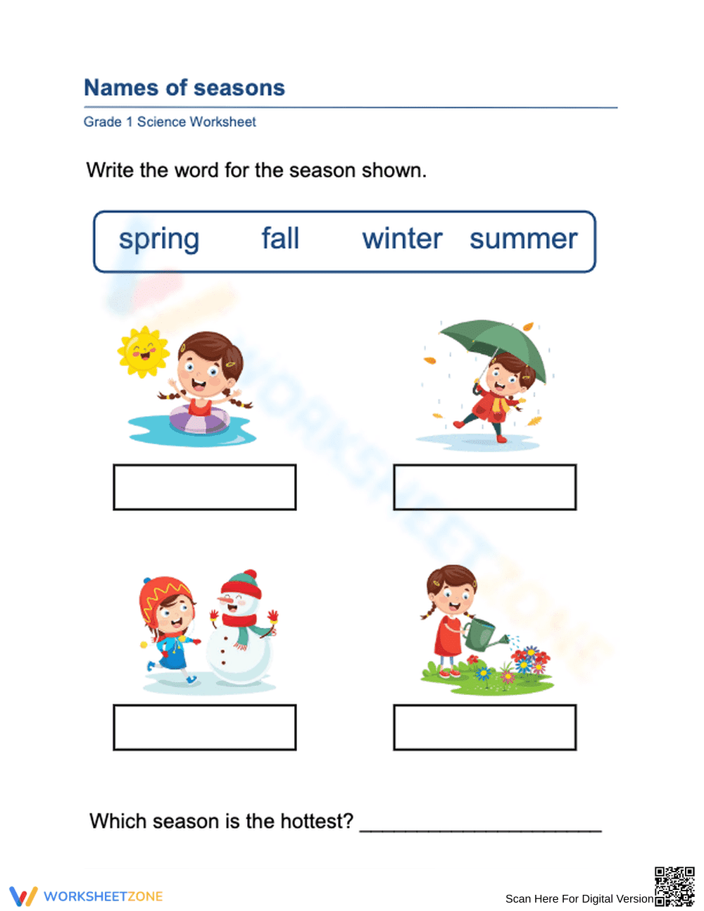 Essential Seasons Worksheet | Grade 1 Science Printable - Page 1