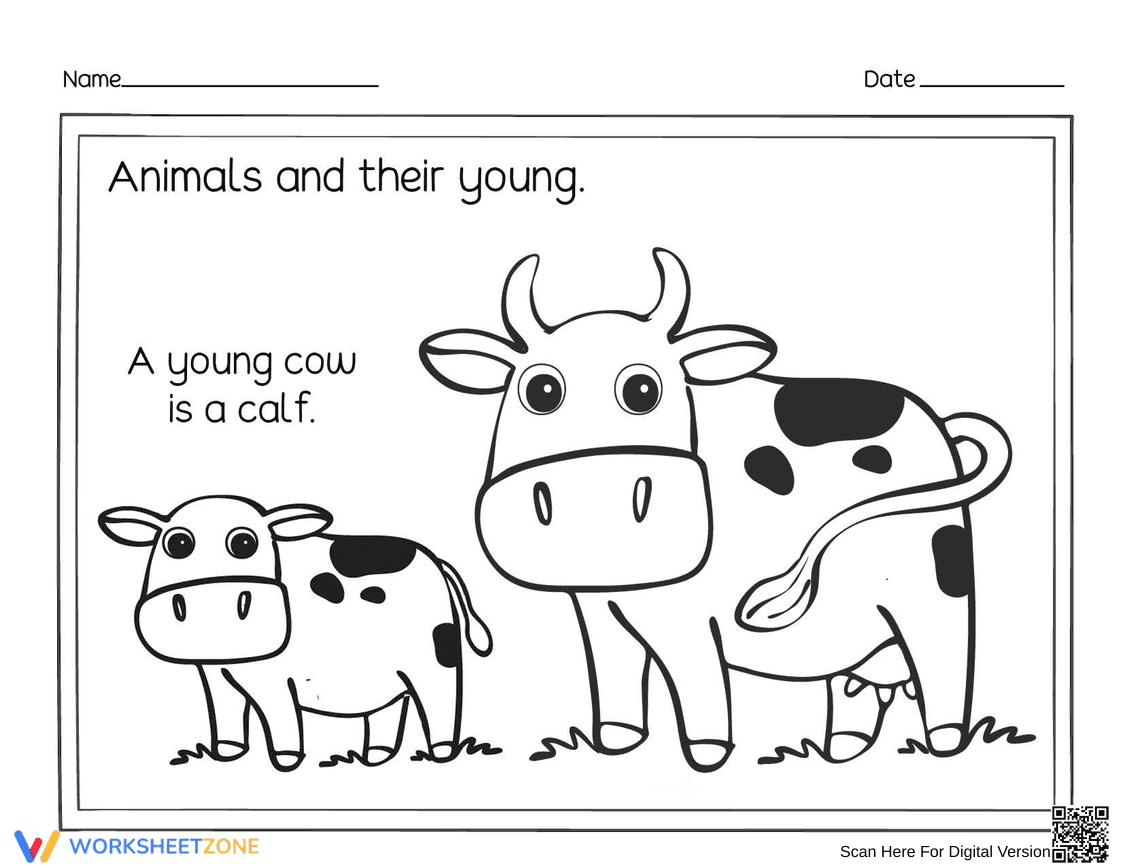 Grade 1 Animals & Young — Printable No-Prep Worksheet - Page 1