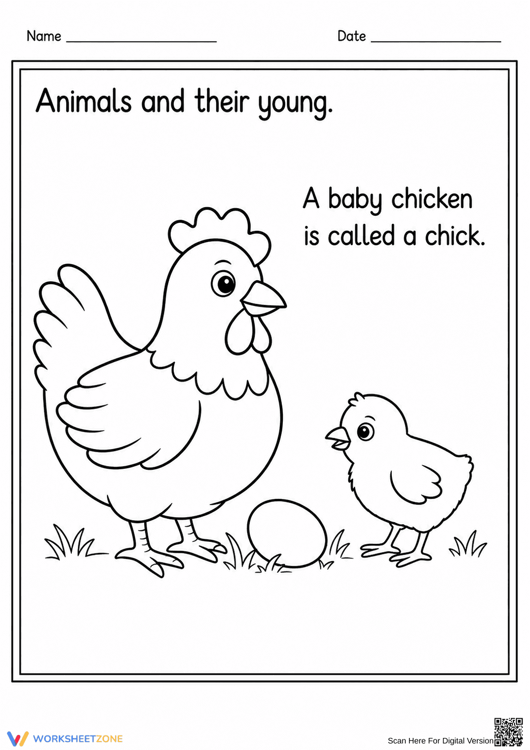 Essential Chicken and Chick Worksheet | Grade K-2 Ready - Page 1