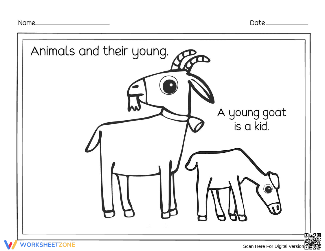 Essential Young Goat Worksheet | Grade K-2 Science - Page 1