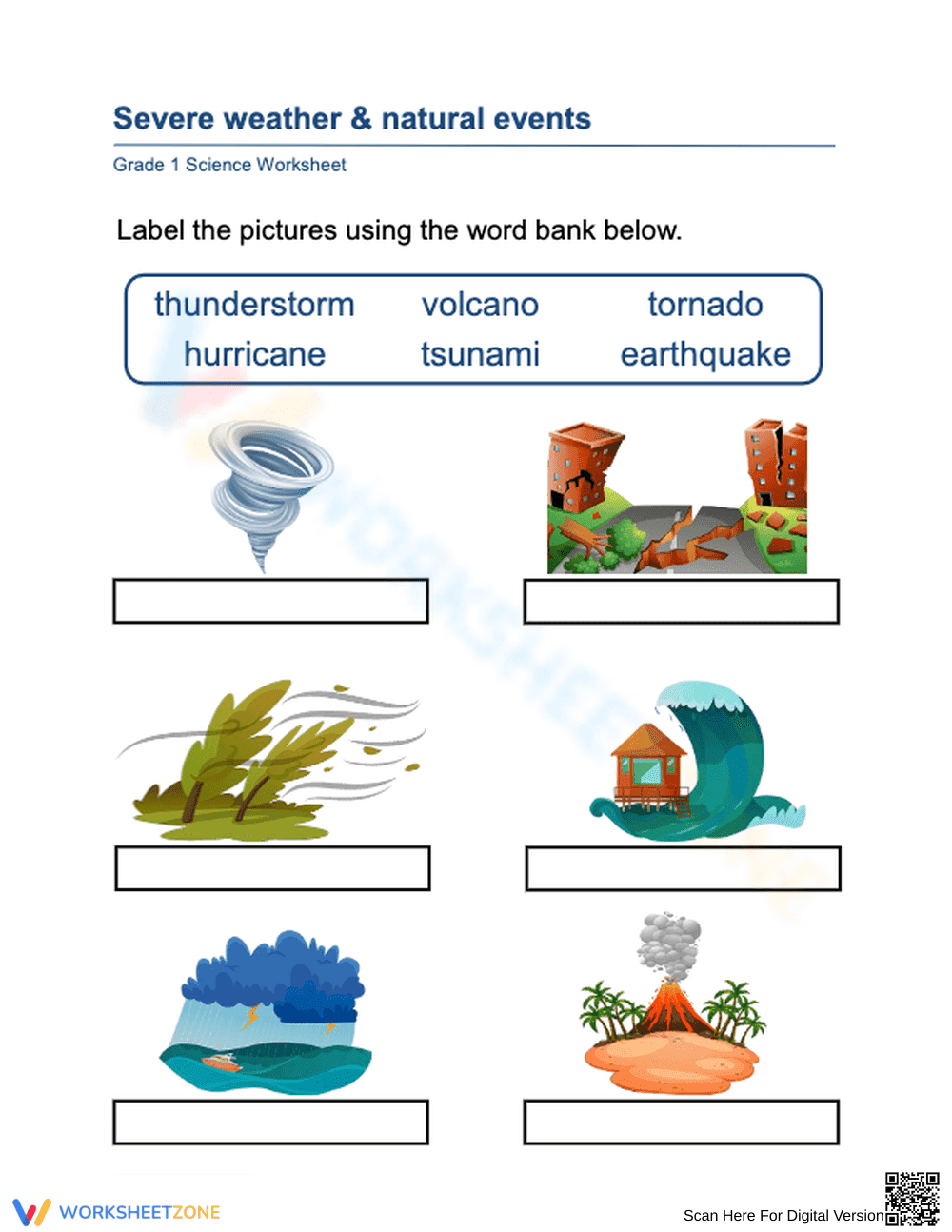 Essential Severe Weather Worksheet | Grade 1 Science - Page 1