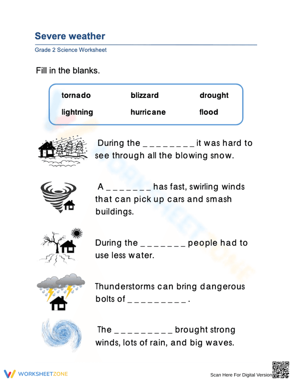 Grade 1 Severe Weather Worksheet — Essential Science Ready - Page 1