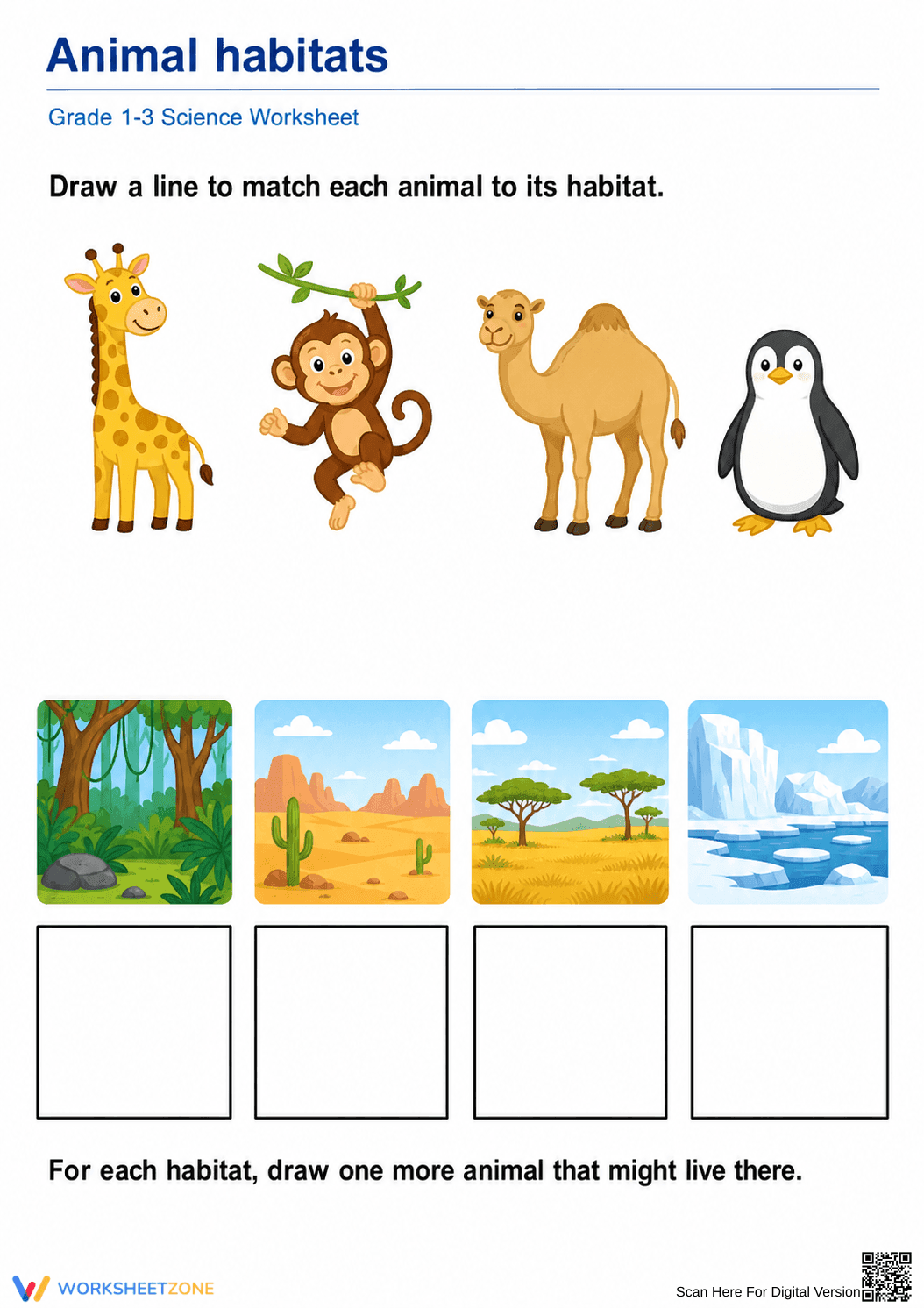 Essential Animal Habitats Worksheet | Grade 1-3 Science - Page 1