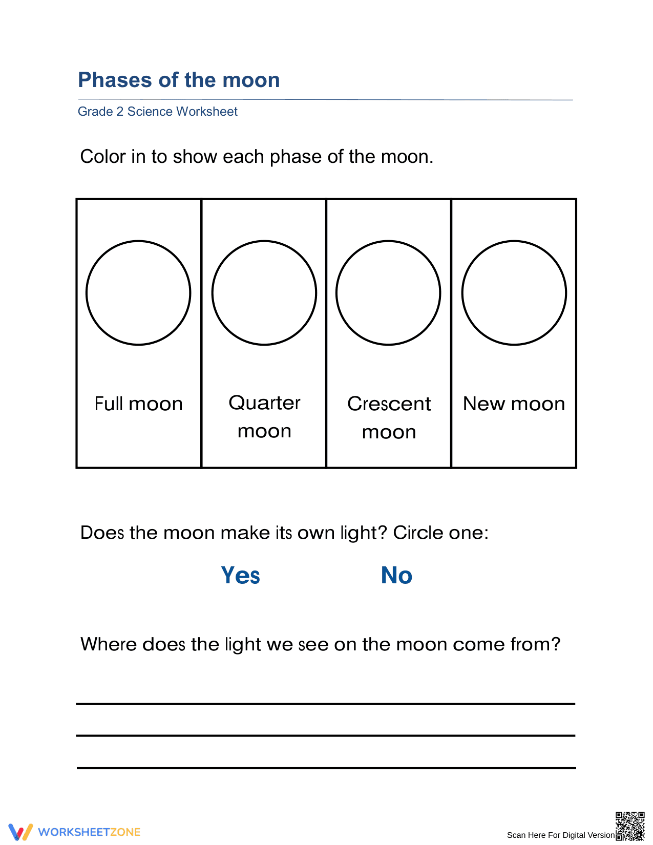 Draw the Moon Phases Worksheet - Page 1