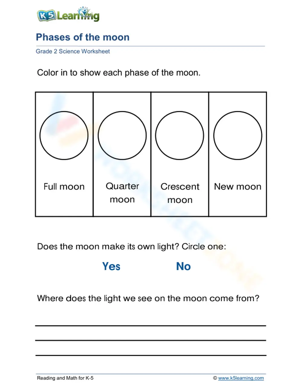 Draw the Moon Phases Worksheet - Page 1