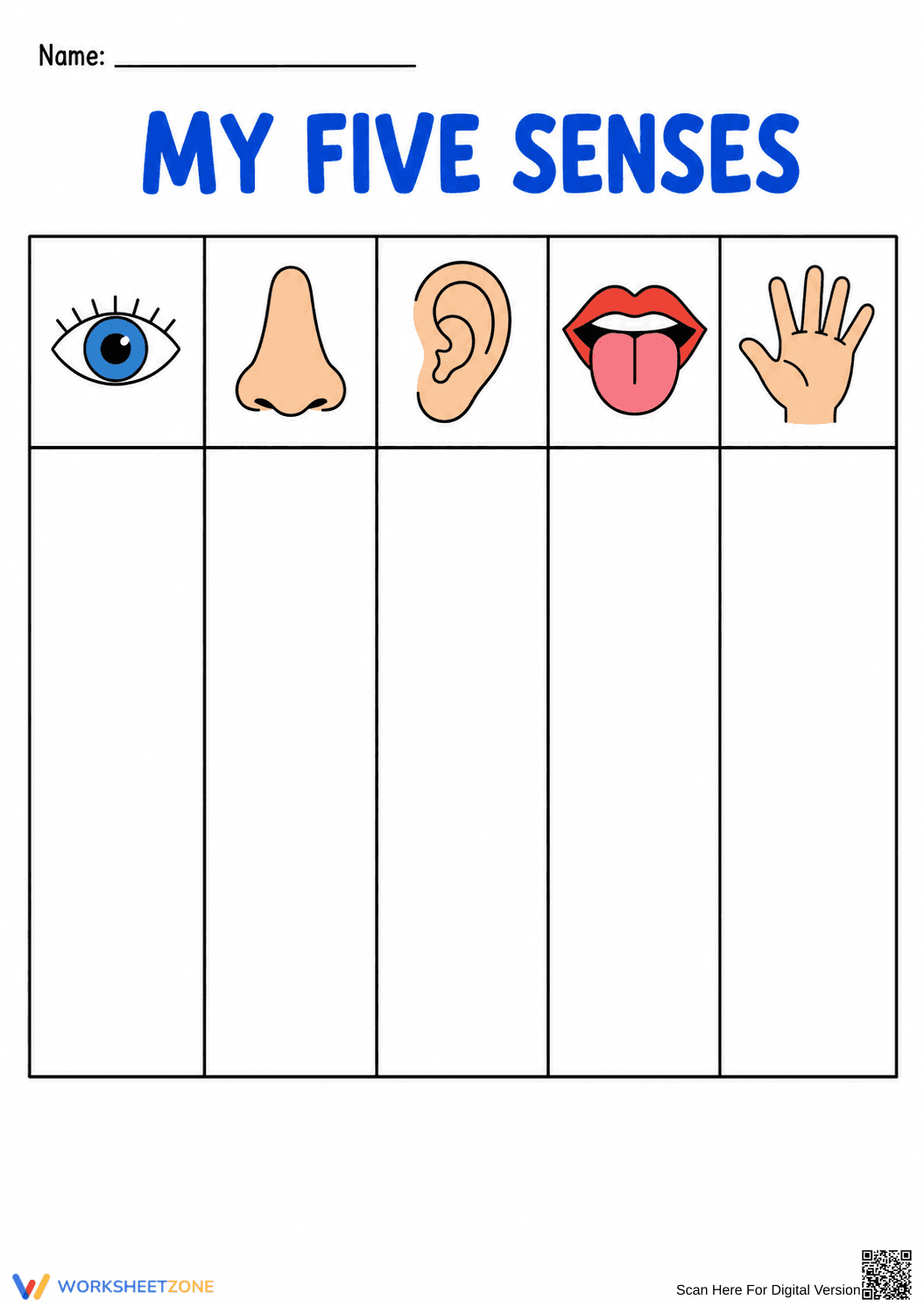 Grade K Five Senses — Printable No-Prep Worksheet - Page 1