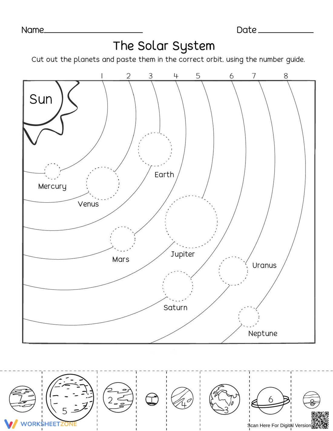 Color the Solar System Chart - Page 1