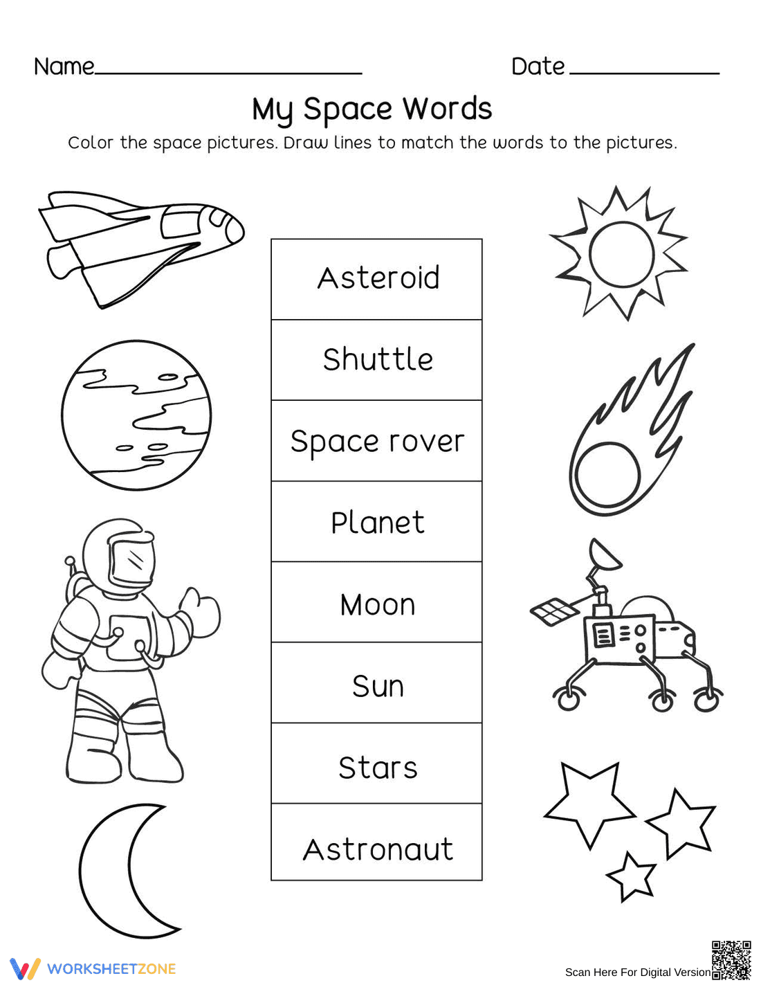 Learn Space Words Vocabulary - Page 1
