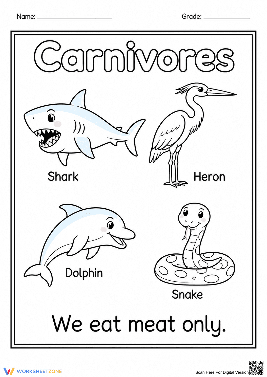 Printable Carnivores Worksheet | Grade 1 Science Essential - Page 1
