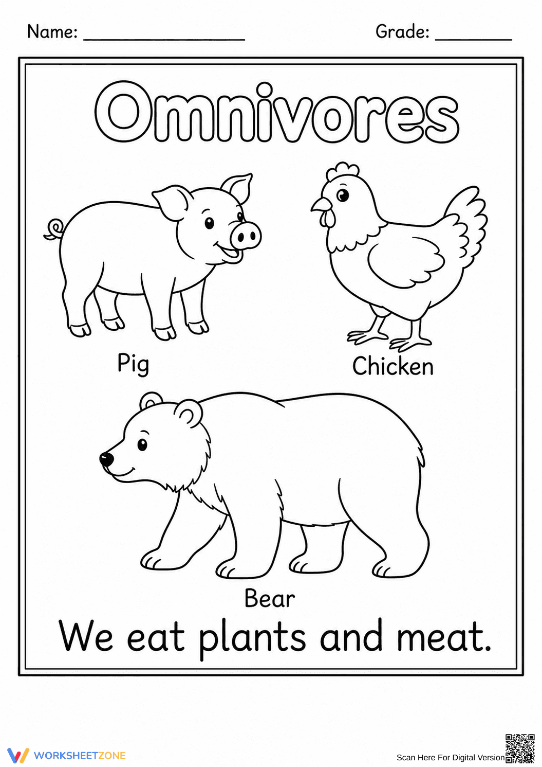 Printable Omnivores Worksheet | Grade 1 Science - Page 1