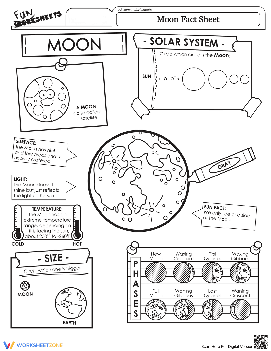Moon Fact Worksheet - Page 1