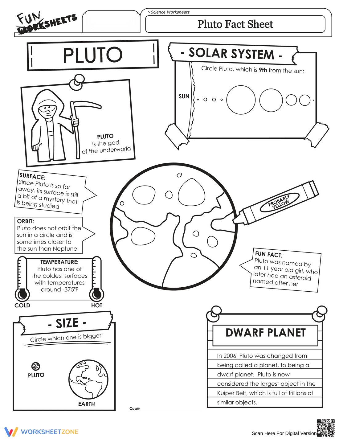 Pluto Fact Worksheet - Page 1
