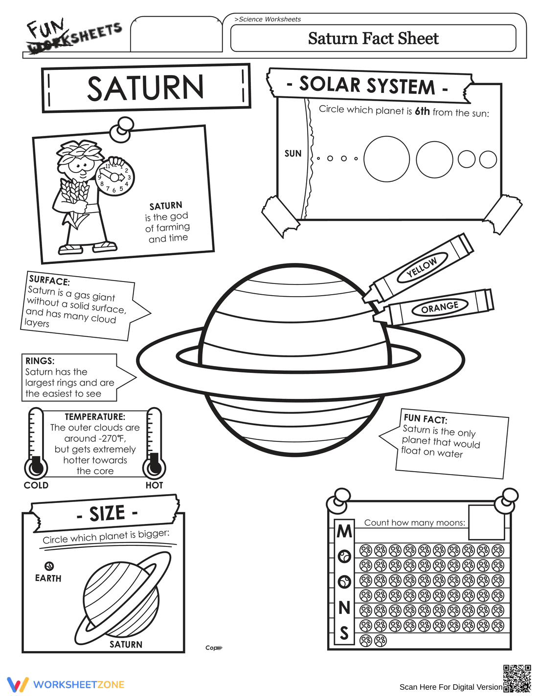 Saturn Fact Worksheet - Page 1