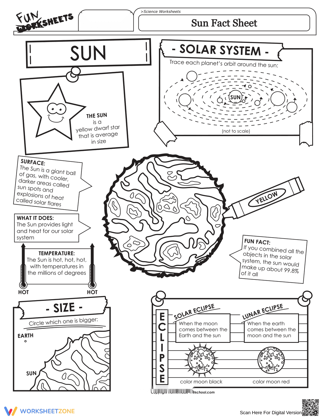 Sun Fact Worksheet - Page 1