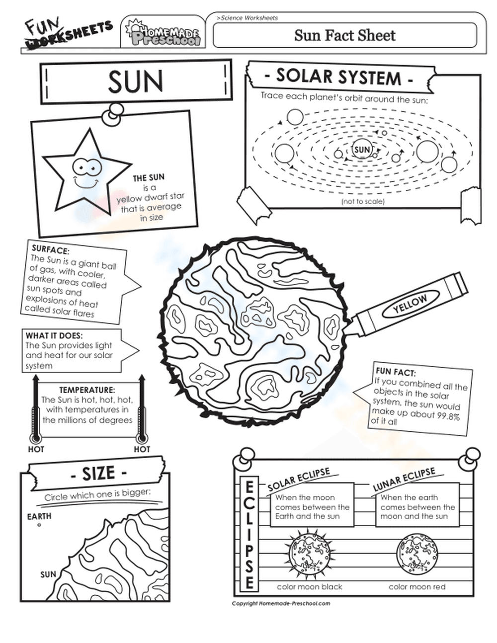 Sun Fact Worksheet - Page 1