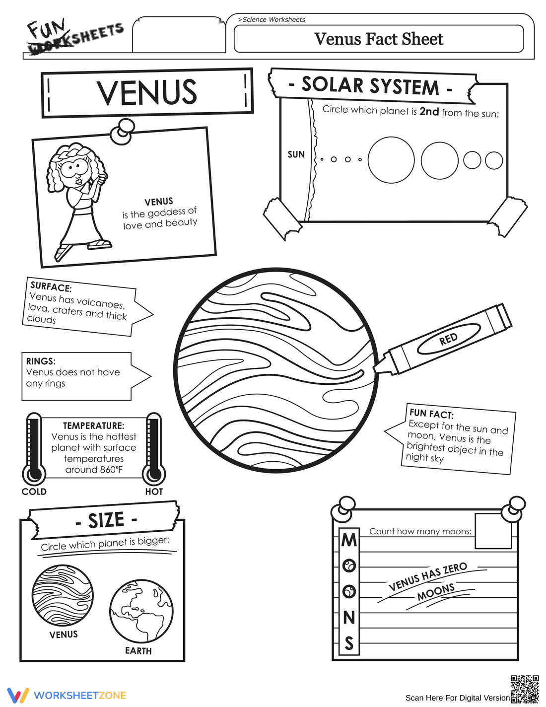 Venus Fact Worksheet - Page 1