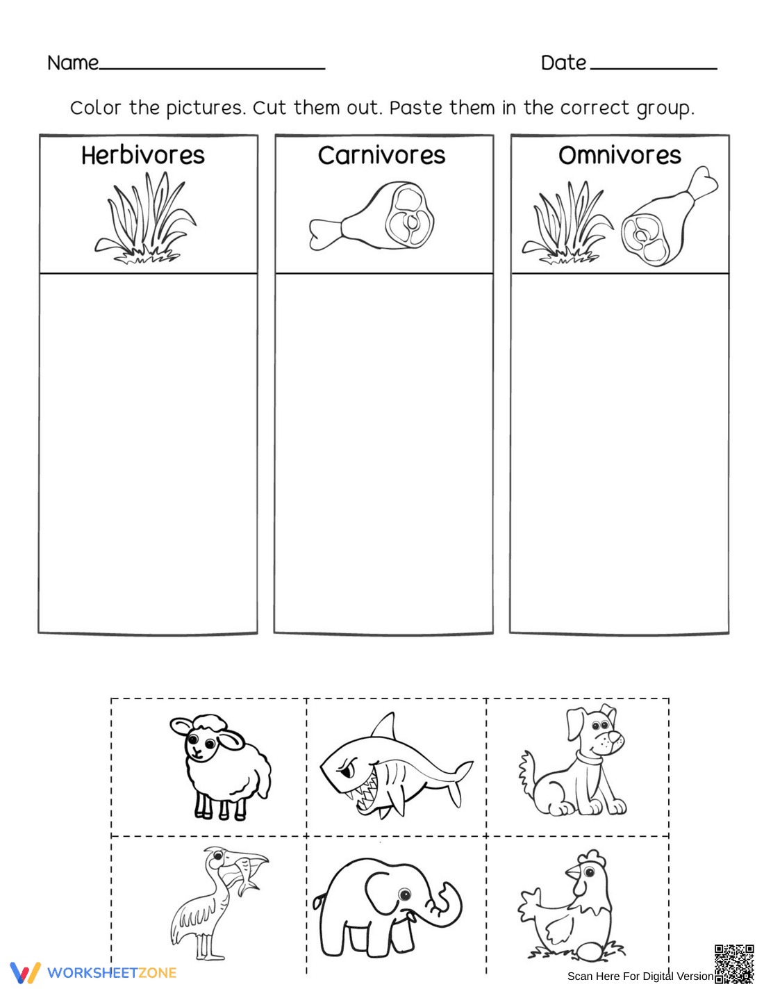 Printable Animal Diets Worksheet | Grade 1 Essential Guide - Page 1