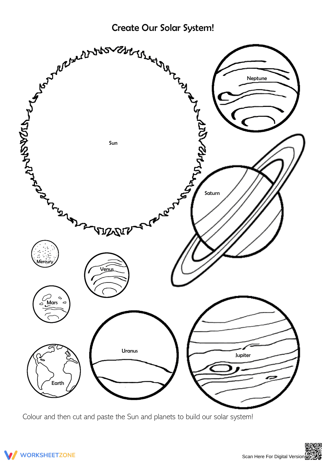 Build Our Solar System Worksheet - Page 1