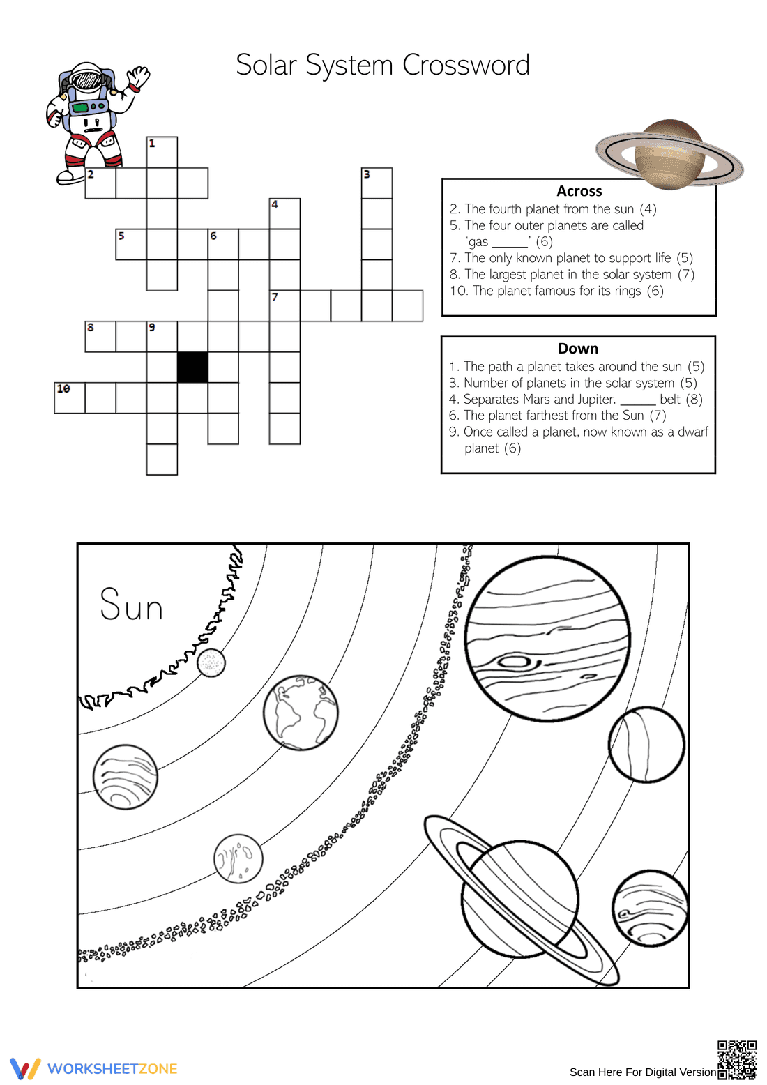 Solar System Crossword Puzzle - Page 1