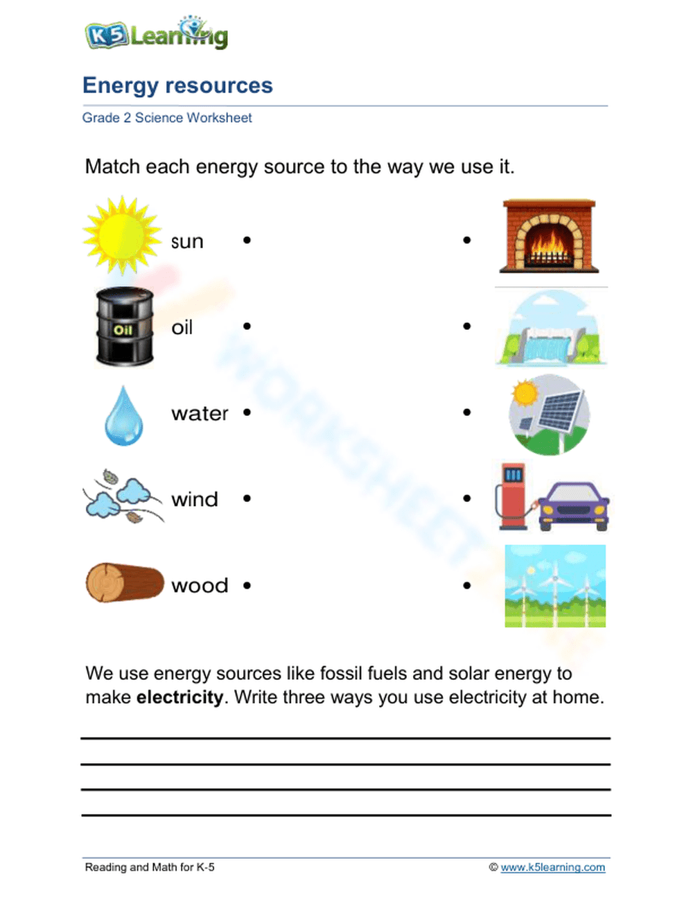 Grade 2 Natural Resource Worksheet - Page 1