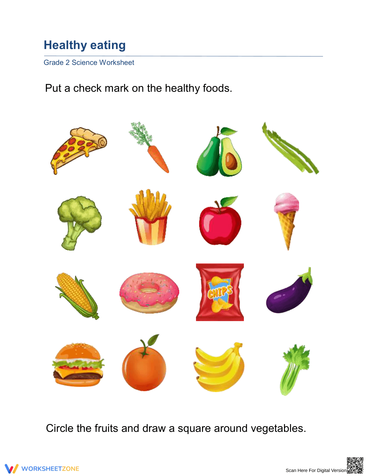 Essential Healthy Eating Worksheet | Grade 2 Science - Page 1