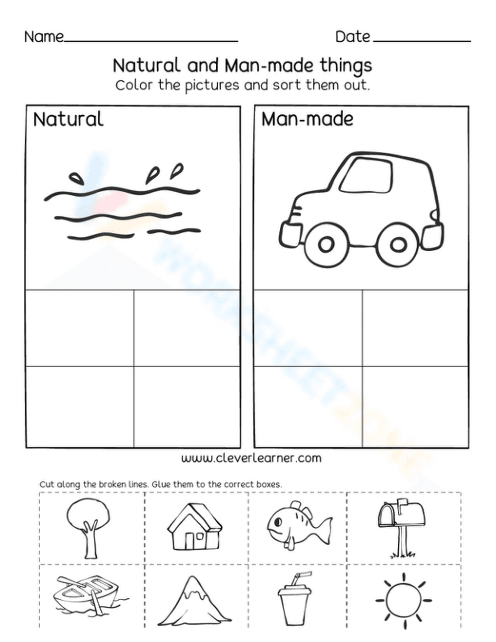 Natural and Man-Made Things Worksheet - Page 1