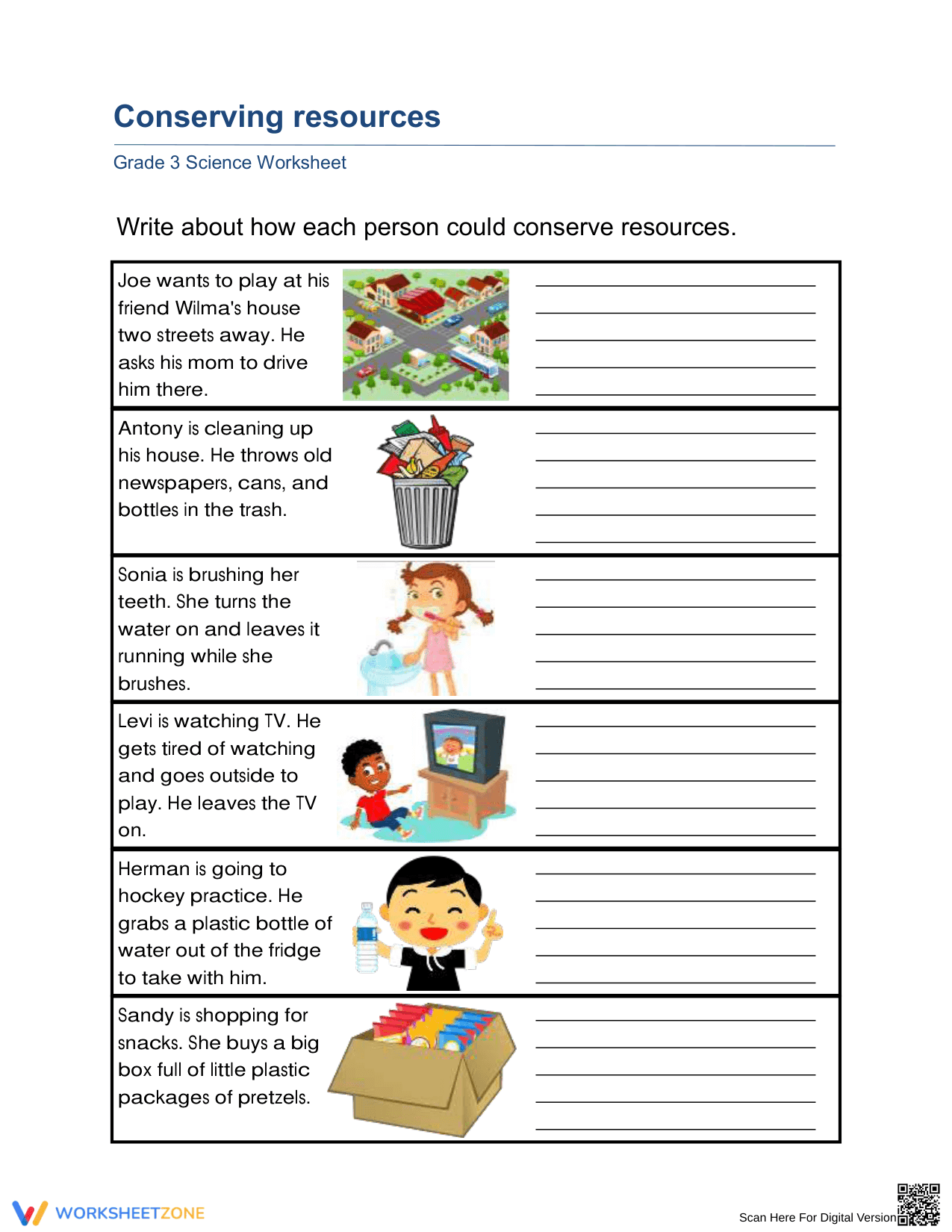 Grade 3 Conserving Resources — Printable No-Prep Worksheet - Page 1