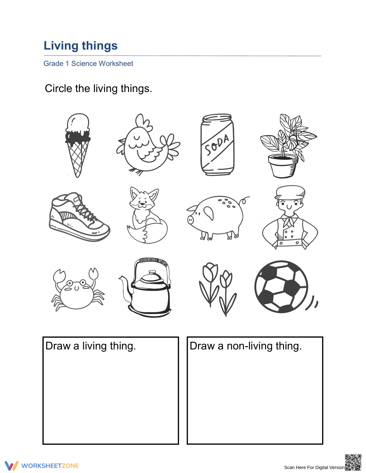 Essential Living and Non-Living Things Worksheet | Grade 1 - Page 1