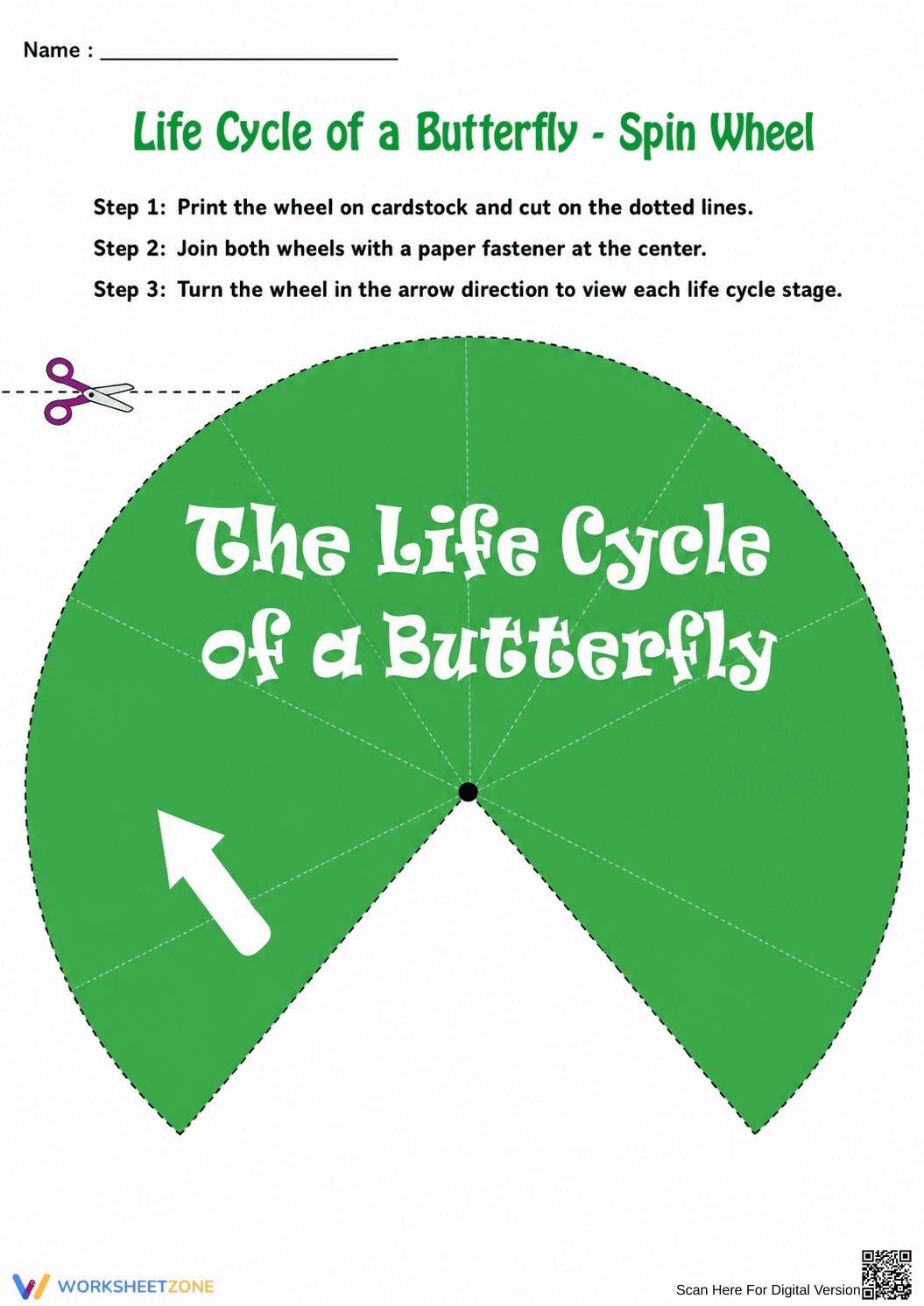Printable Butterfly Life Cycle Spin Wheel | Grade 3-5 - Page 1