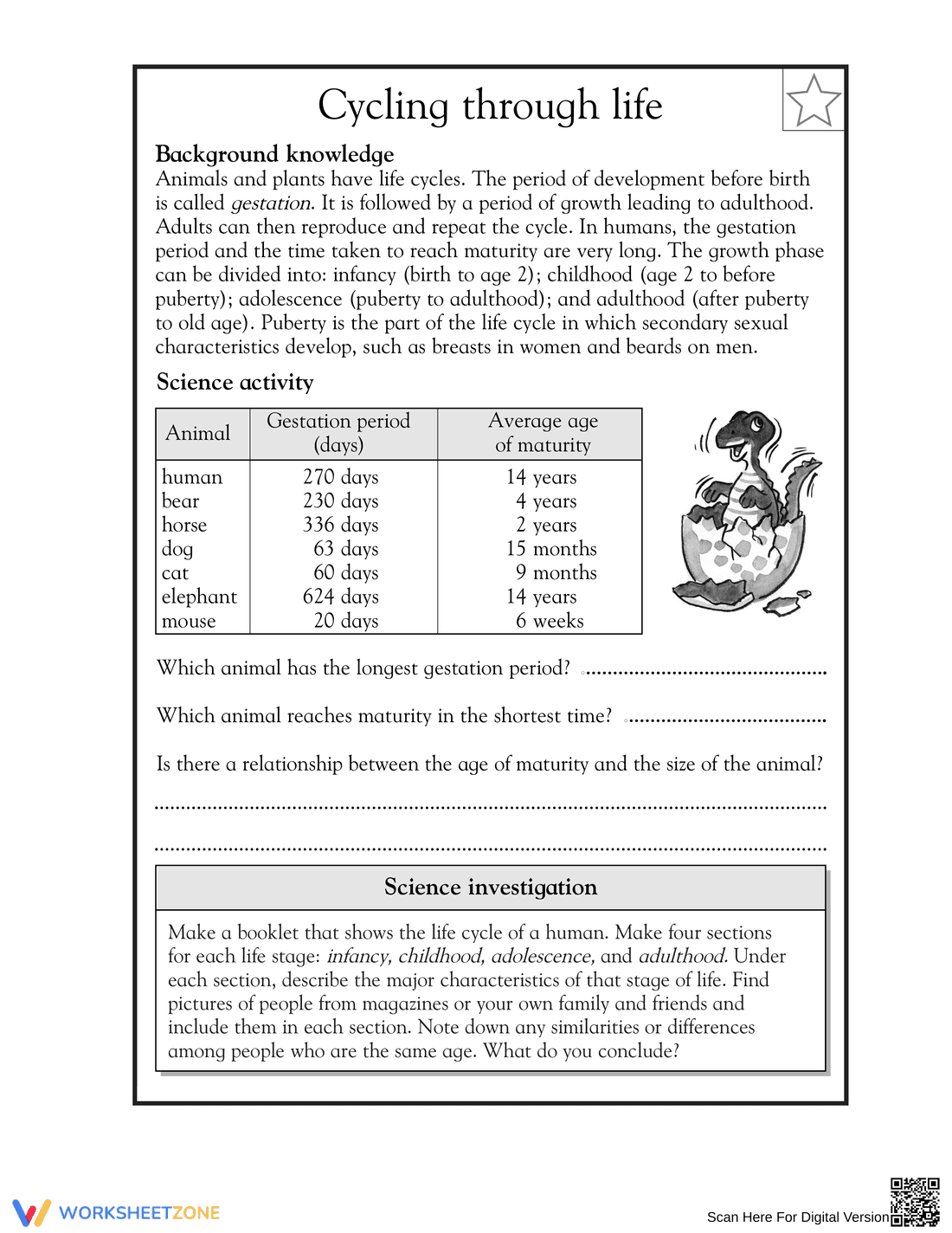 Essential Grade 5 Science: Cycling through Life Worksheet - Page 1