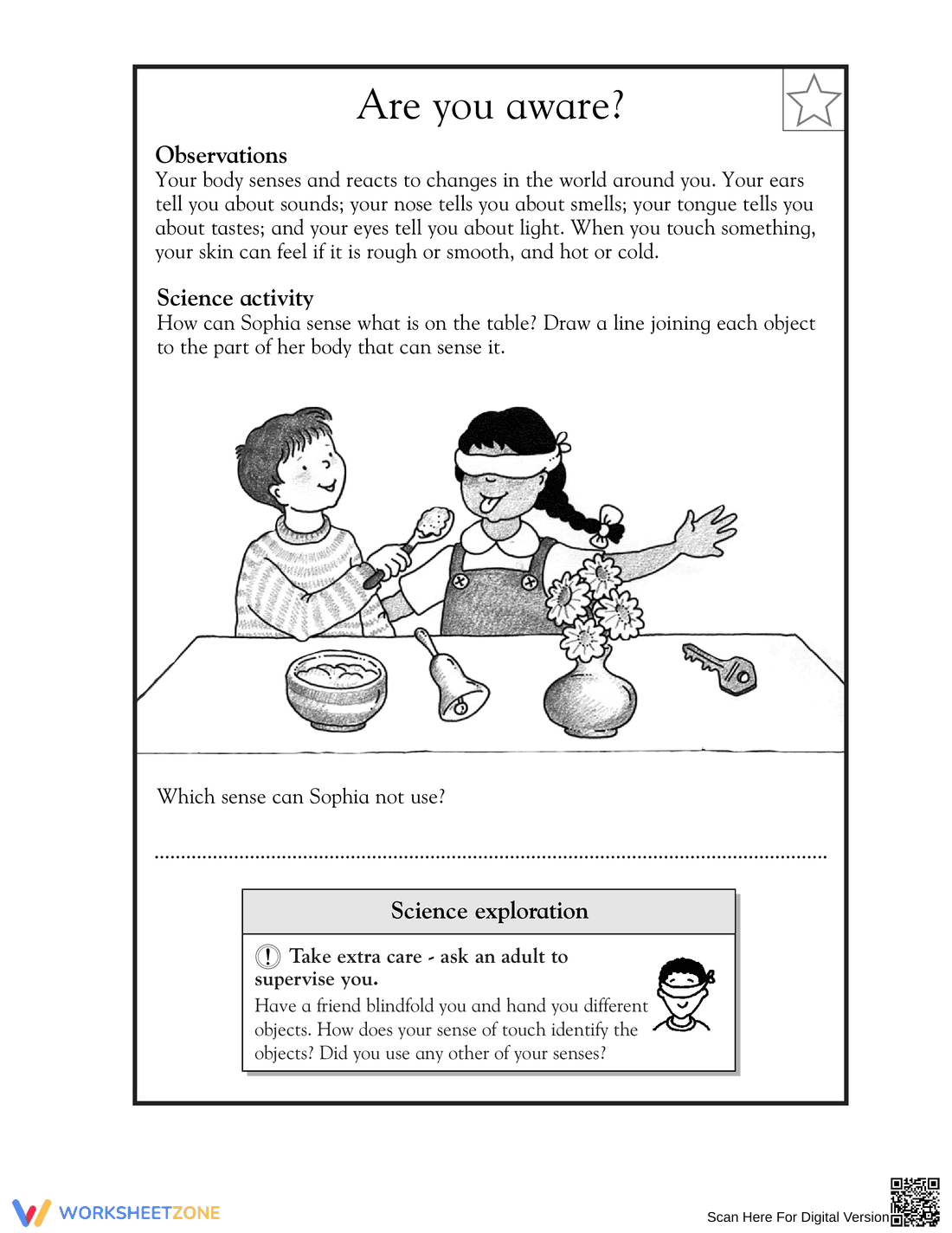 Exploring The Five Senses: Are You Aware Science Worksheet - Page 1