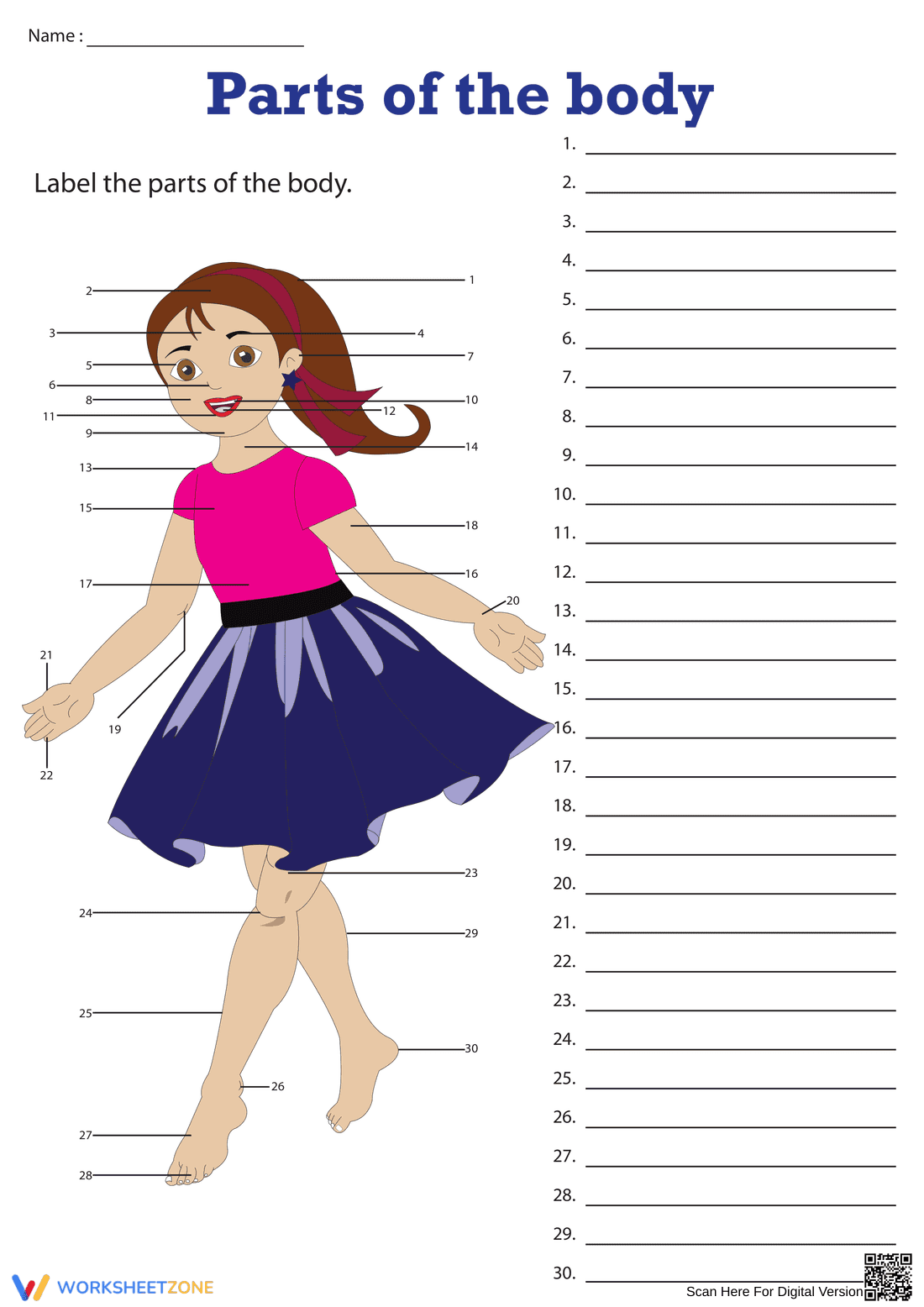 Grade 2 Body Parts — Essential No-Prep Worksheet - Page 1