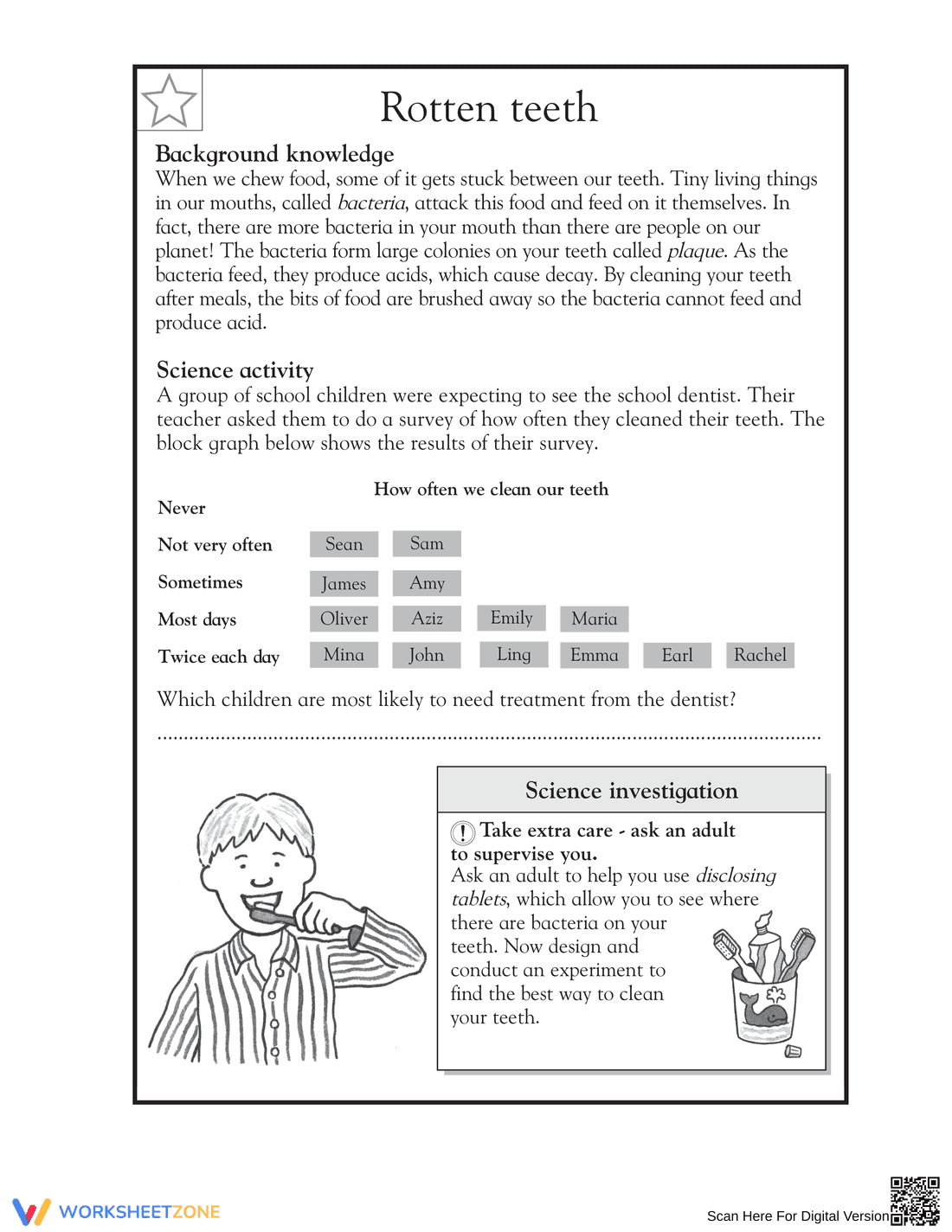 Rotten Teeth Science Worksheet | Essential Grade 3-4 Guide - Page 1